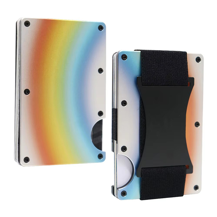 Duursame verbrande titanium RFID-beursie met band