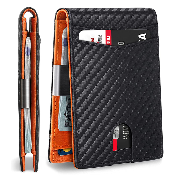 Portofel din piele bifold RFID Slim Money Clip