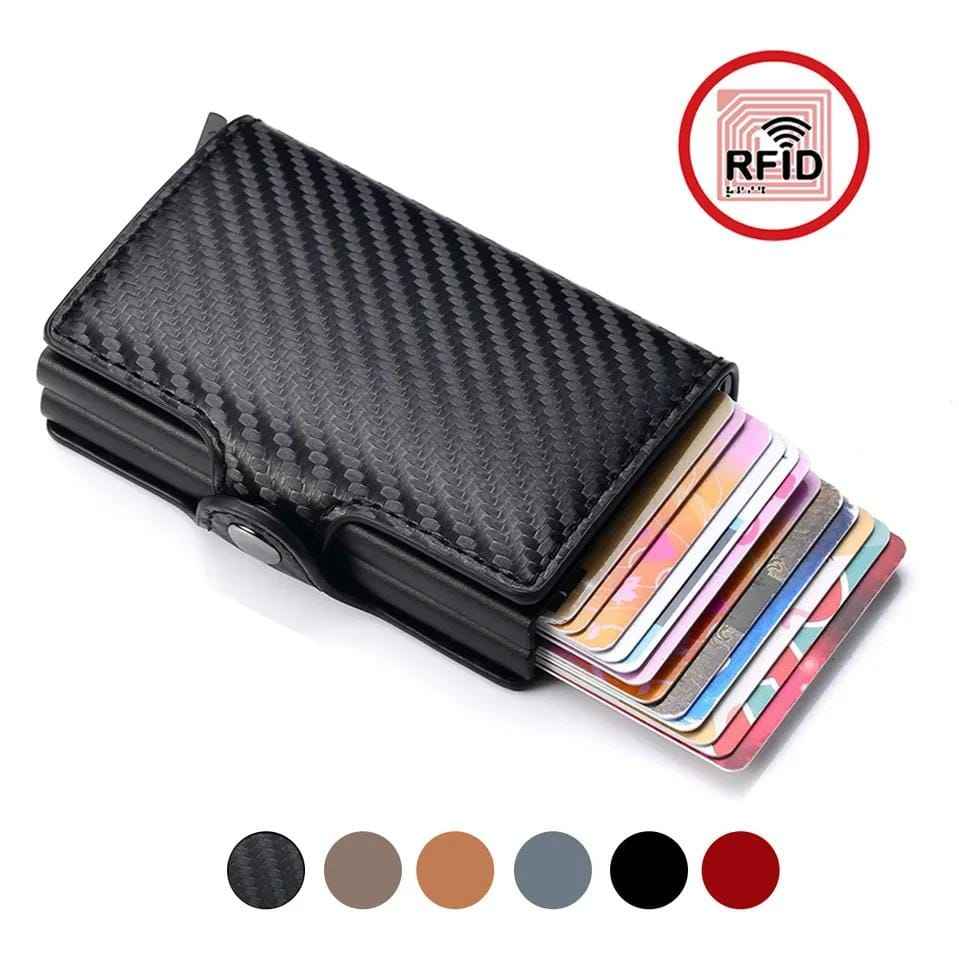 Portofel pentru carduri RFID din fibră de carbon | Suport de card metalic minimalist
