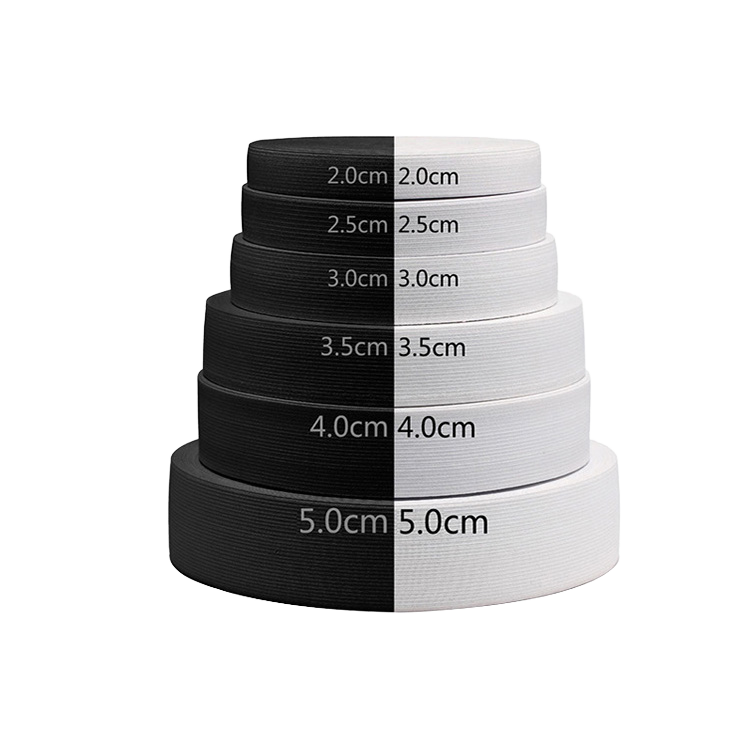 Bandă elastică tricotată din poliester latex 1-7cm | Negru Alb