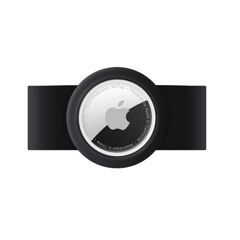 Schwarze AirTag-Halter-Geldb&ouml;rse aus Silikon | Anti-Verlust-Gummiband
