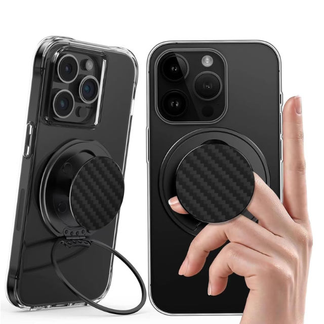 Aramid Fiber Magnetisk Ring Holder med 360 Rotation Finger Kickstand Telefongreb Kompatibel med IPhone og Samsung Smartphones