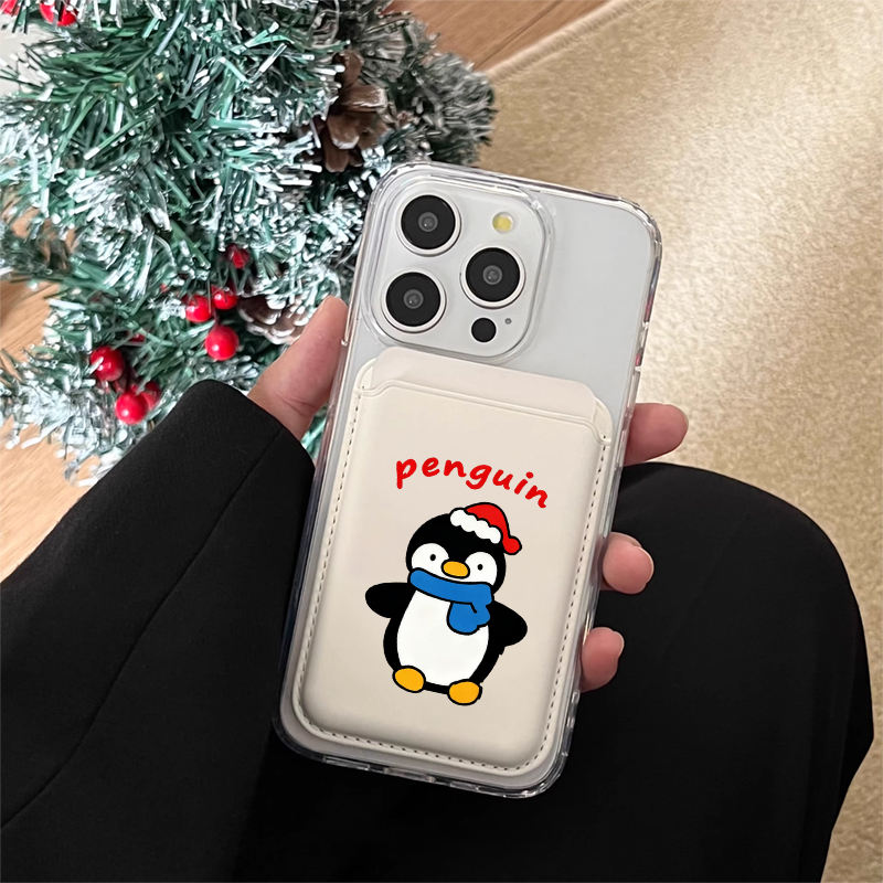 Magnetischer Kartenhalter aus PU f&uuml;r iPhone – niedliches Cartoon-Design mit