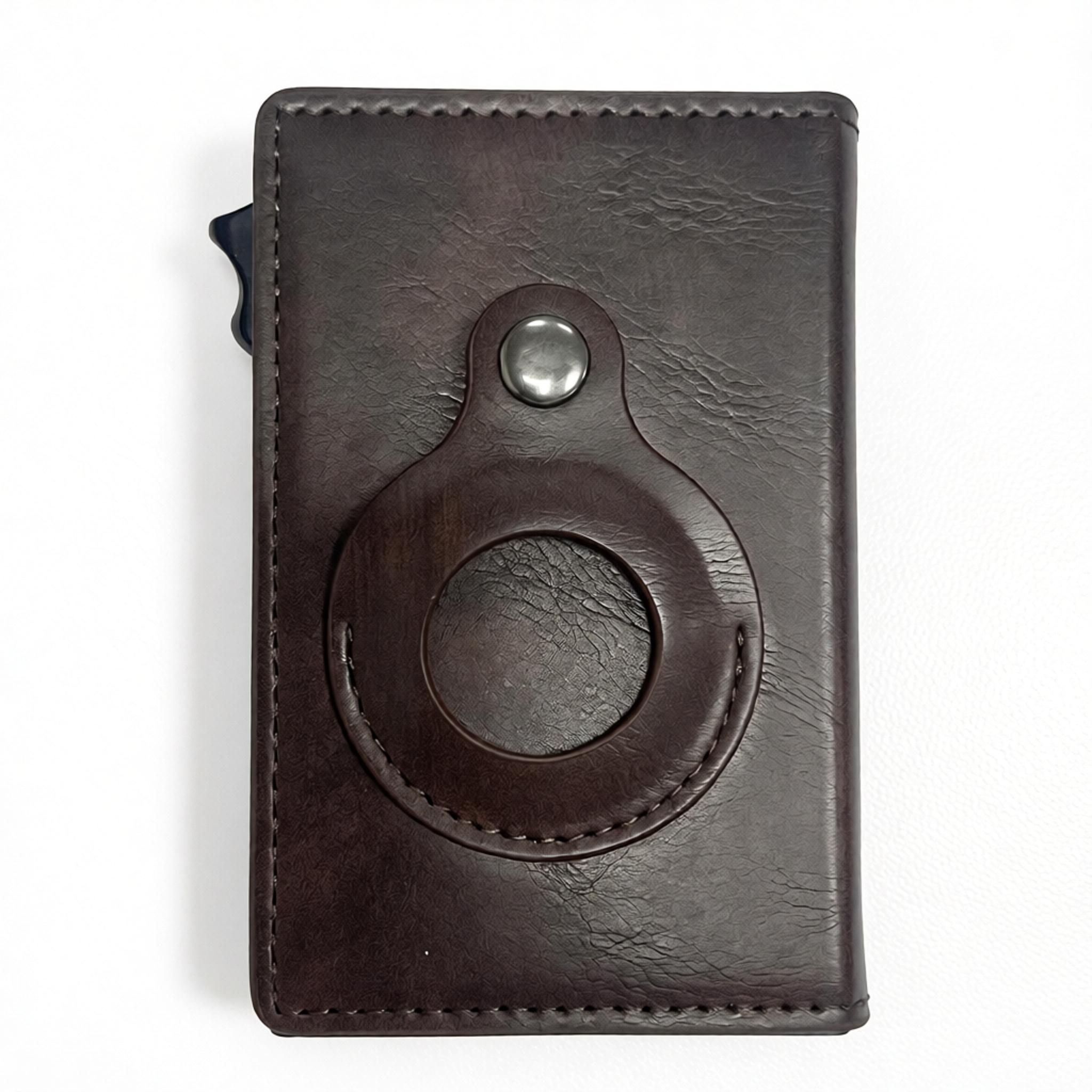 Minimalistischer Kartenhalter aus Mikrofaser-Leder | Diebstahlsicher ge&ouml;ffnet