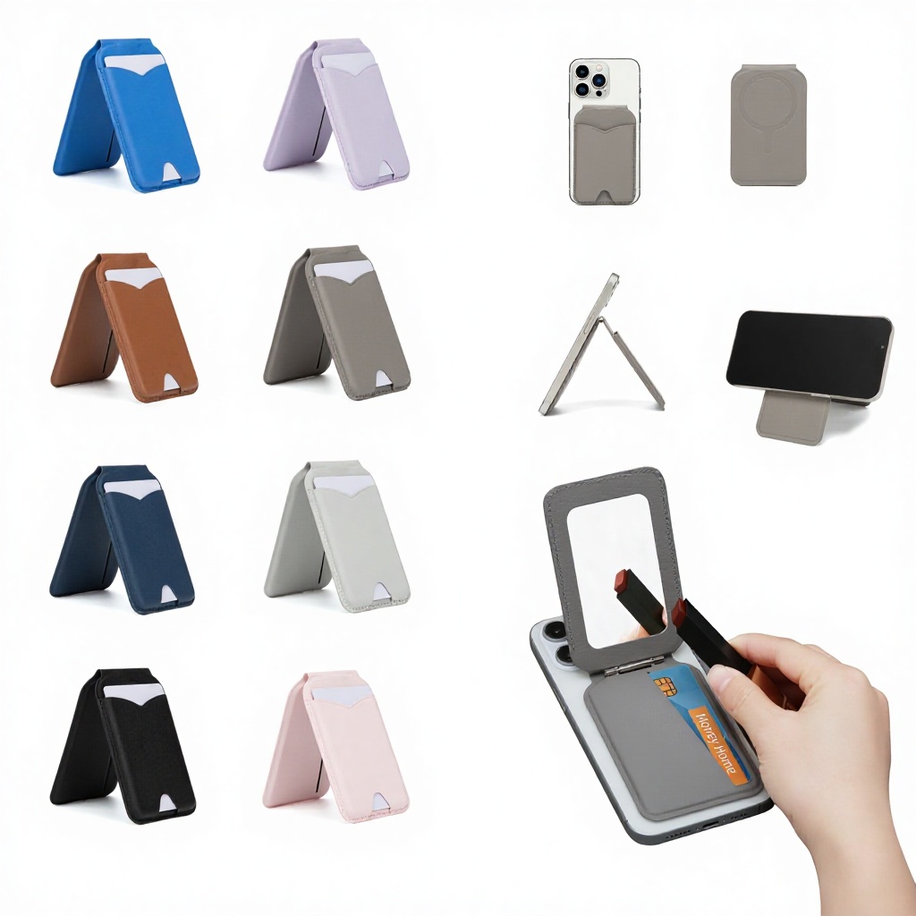 Portofel cu suport card multicolor din piele PU &icirc;n stil japonez
